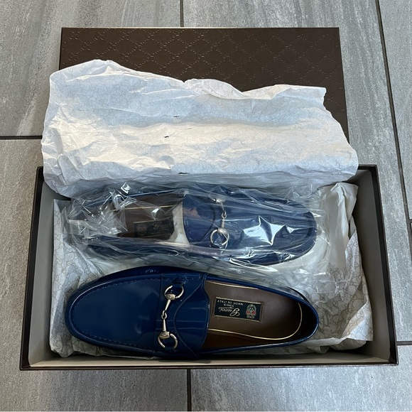 Gucci 1953 Special Edition Horsebit Royale Blue Smooth Leather Loafers MEN’S 8.5 - Picture 3 of 11